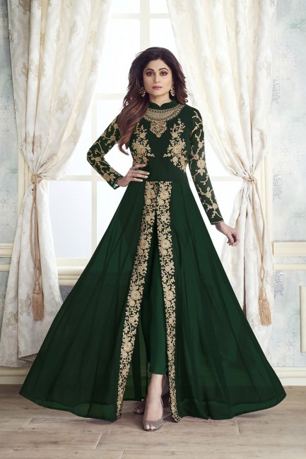 Dark green Georgette Anarkali Suits
