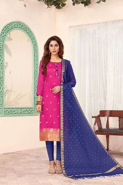 Rani pink Art silk Churidar Suits