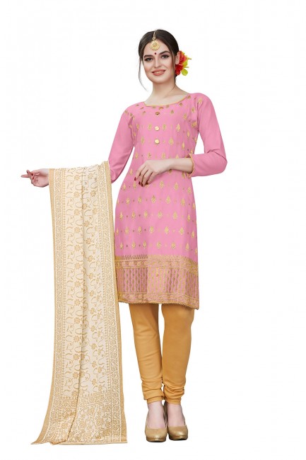 Latest Ethnic Pink Cotton Churidar Suits