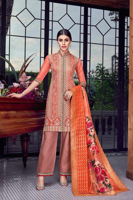 Orange Silk Sharara Suits