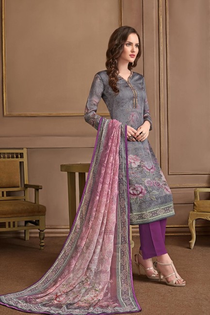 Grey Satin georgette Palazzo Suits