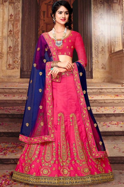 Fashionable Dark pink Art silk Lehenga Choli