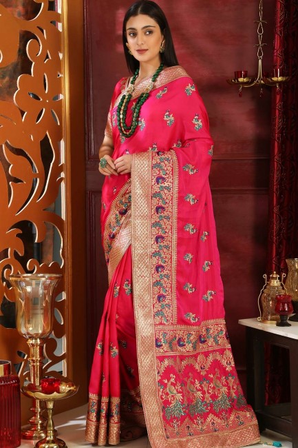 Ravishing Dark pink Silk saree