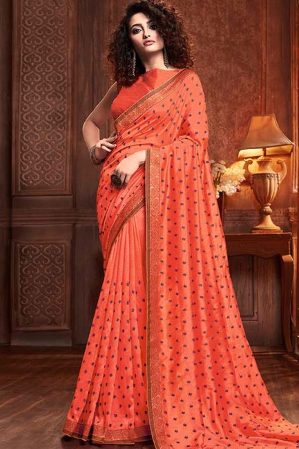 Attractive Orange Silk saree