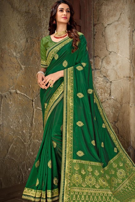 Light green green Jacquard,silk and art silk saree
