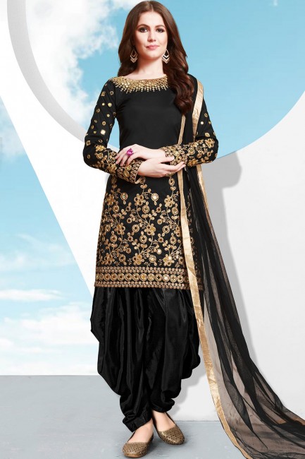 Black Silk Patiala Suits