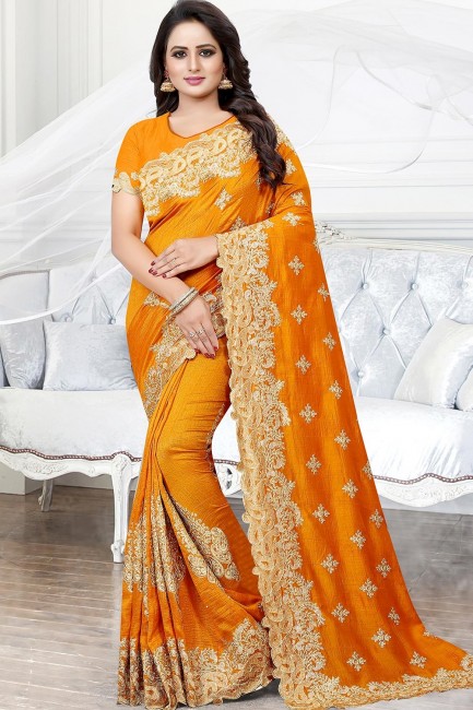 Admirable Orange Art silk saree