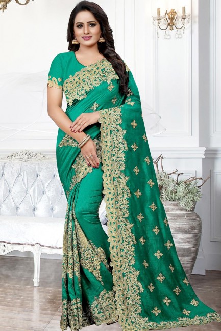 Pretty Green Art silk saree