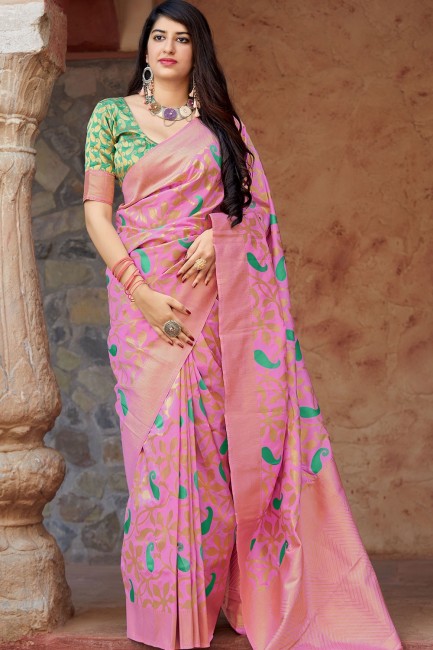 Stunning Pink Art silk saree