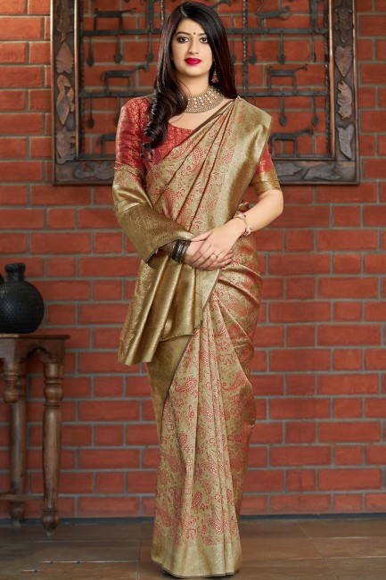 Gorgeous Beige Art silk saree