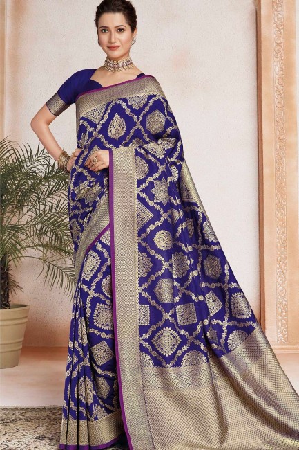 Magnificent Blue Art silk saree