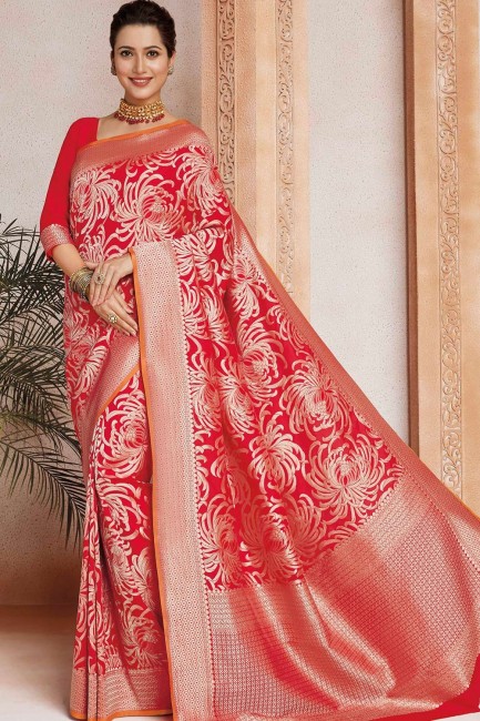 Dazzling Red Art silk saree