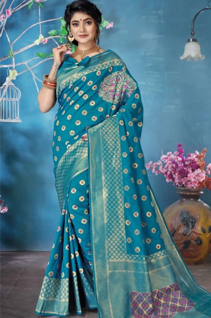 Appealing Blue Art silk saree