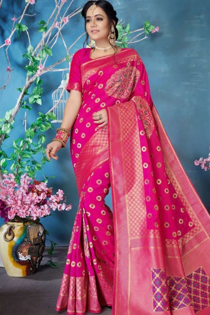Appealing Dark pink Art silk saree