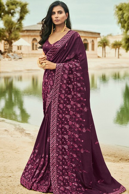 Voguish Purple Silk saree