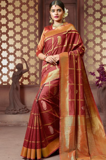 Gorgeous Maroon Art silk saree