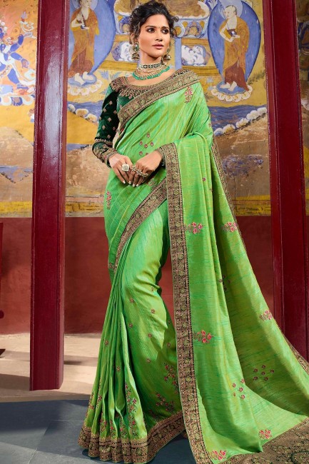 Glorious Green Art silk saree
