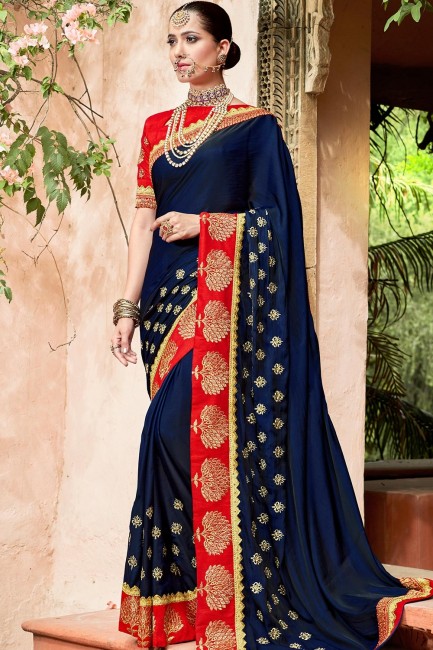 Ravishing Navy blue Silk saree