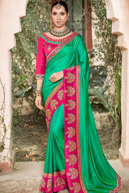 Appealing Sea green Silk saree