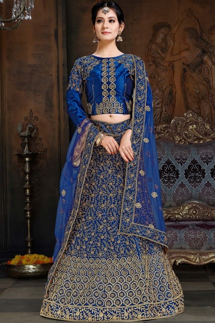 Indian Ethnic Royal blue Satin Lehenga Choli