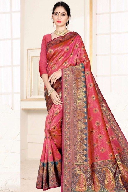 Alluring Dark pink Art silk saree