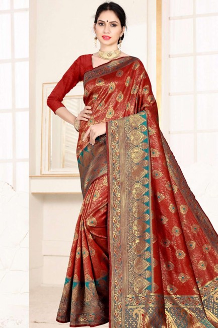 Magnificent Maroon Art silk saree