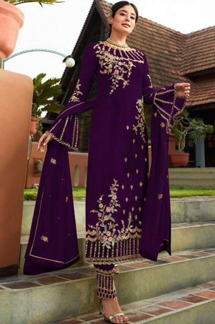 Purple Georgette Palazzo Suits