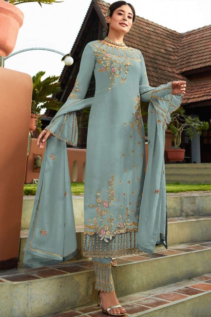 Sky blue Georgette Palazzo Suits