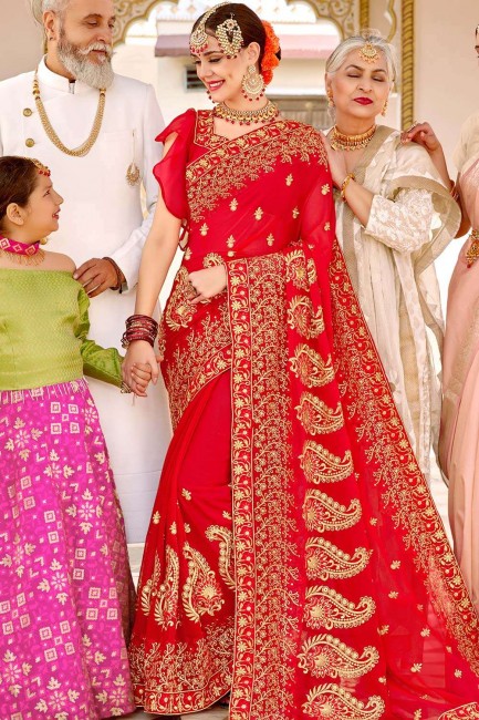 Admirable Red Georgette saree