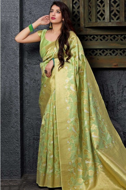Gorgeous Light green Art silk saree