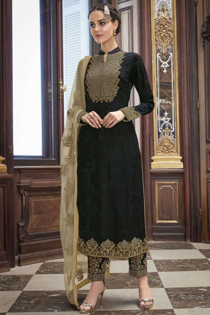 Black Silk Palazzo Suits