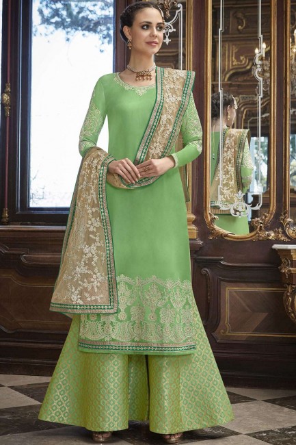 Light green Silk Palazzo Suits