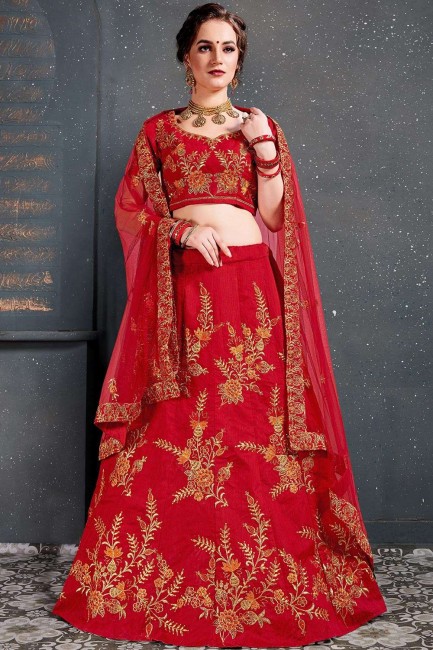 Designer Red Silk Lehenga Choli