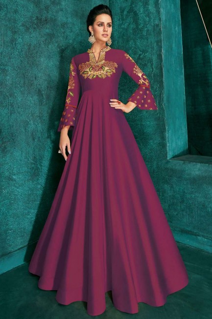 Pink,magenta Silk Gown Dress