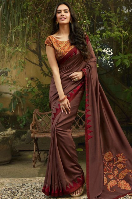 Fashionable Brown Silk saree