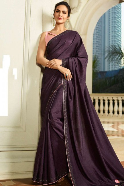 Dark purple Silk saree