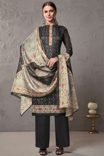 Black Cotton and silk Palazzo Suits