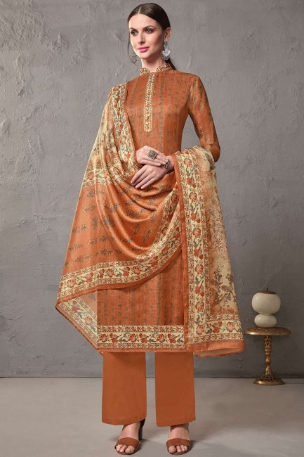 Rust orange Cotton and silk Palazzo Suits