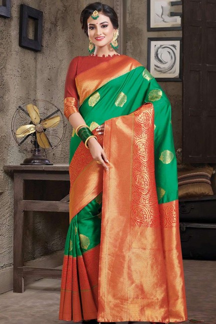 Modish Green Art silk saree