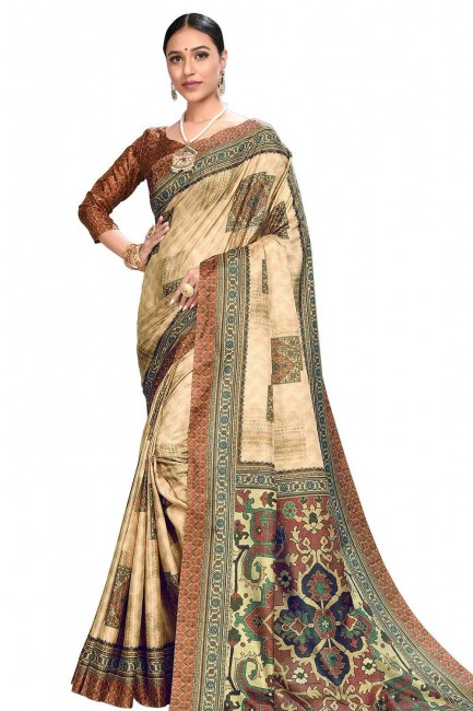 Exquisite Beige Art silk saree
