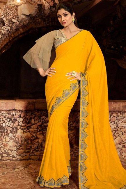 Appealing Yellow Silk saree