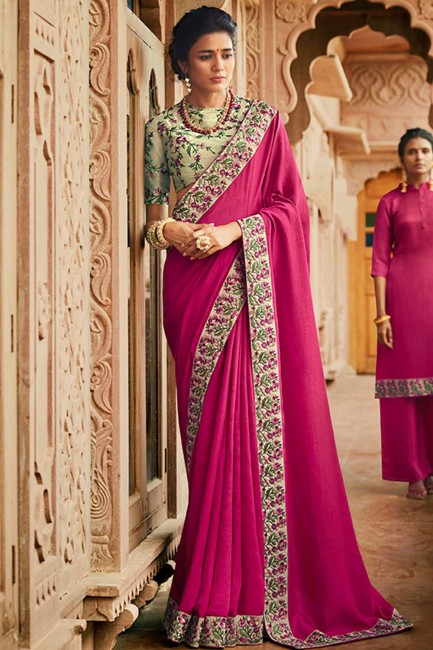 Classy Dark pink Silk saree