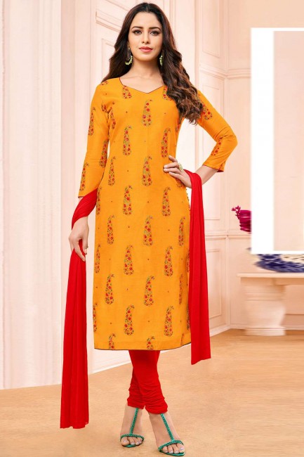 Orange Silk Salwar Kameez