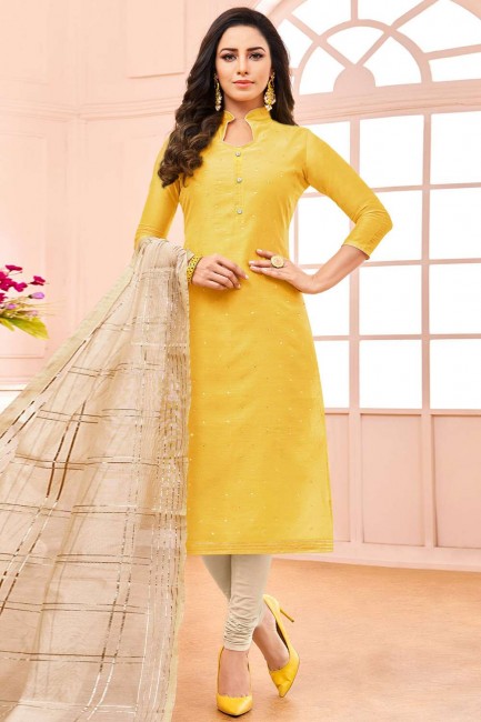 Yellow Silk Salwar Kameez