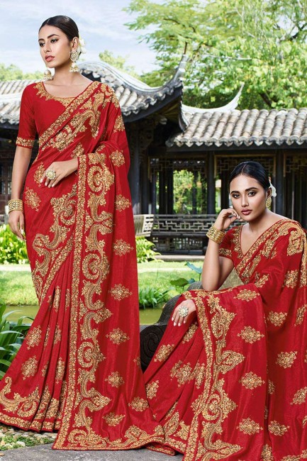 Impressive Red Art silk saree