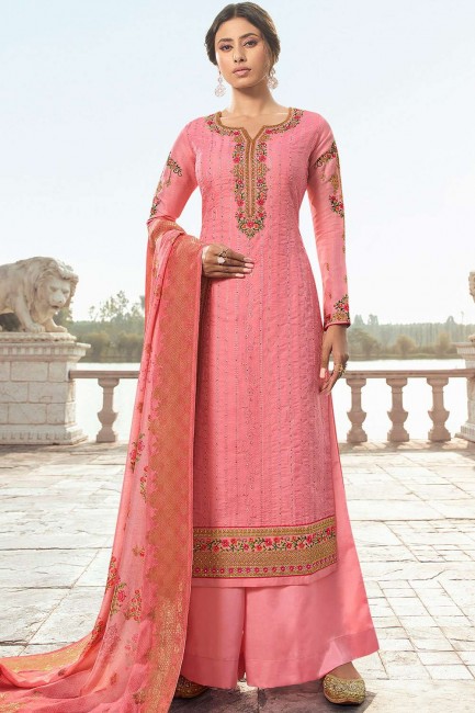 Dazzling Pink Satin and silk Palazzo Suits