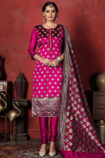 Pink,magenta Silk Salwar Kameez