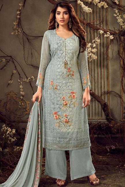 Baby blue Georgette Palazzo Suits