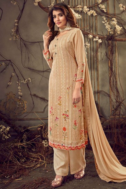 Light beige Georgette Palazzo Suits