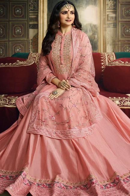 Pink Silk Anarkali Suits